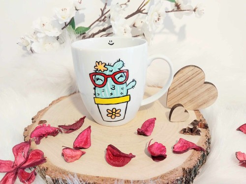 Wyjątkowy, ręcznie malowany kubek Kaktus i Psikus