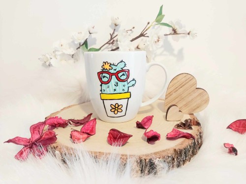 Wyjątkowy, ręcznie malowany kubek Kaktus i Psikus