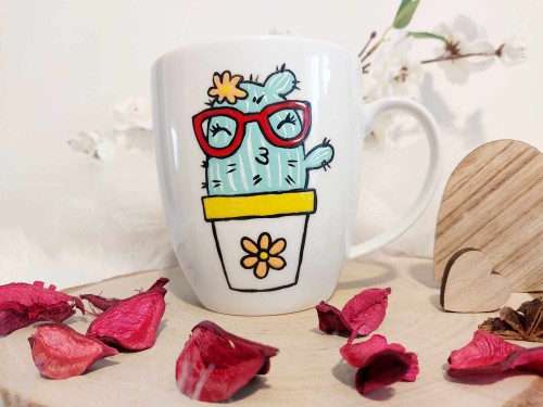 Wyjątkowy, ręcznie malowany kubek Kaktus i Psikus