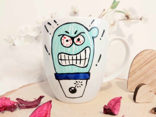 Wyjątkowy, ręcznie malowany kubek Zły Kaktus