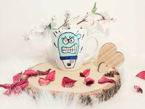 Wyjątkowy, ręcznie malowany kubek Zły Kaktus