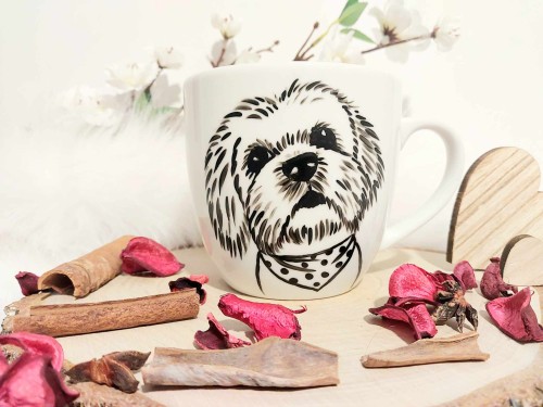 Kubek ręcznie malowany Pies Maltańczyk