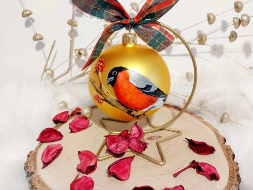 Wyjątkowa bombka choinkowa ręcznie malowana Ptak Gil