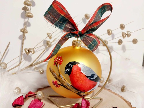 Wyjątkowa bombka choinkowa ręcznie malowana Ptak Gil