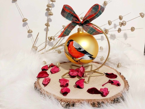 Wyjątkowa bombka choinkowa ręcznie malowana Ptak Gil
