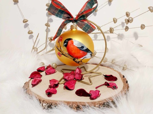 Wyjątkowa bombka choinkowa ręcznie malowana Ptak Gil