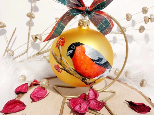 Wyjątkowa bombka choinkowa ręcznie malowana Ptak Gil