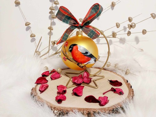 Wyjątkowa bombka choinkowa ręcznie malowana Ptak Gil