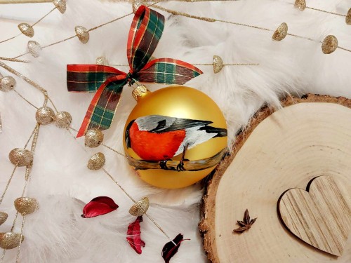 Wyjątkowa bombka choinkowa ręcznie malowana Ptak Gil