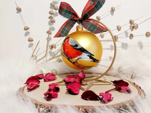 Wyjątkowa bombka choinkowa ręcznie malowana Ptak Gil