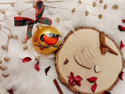 Wyjątkowa bombka choinkowa ręcznie malowana Ptak Gil