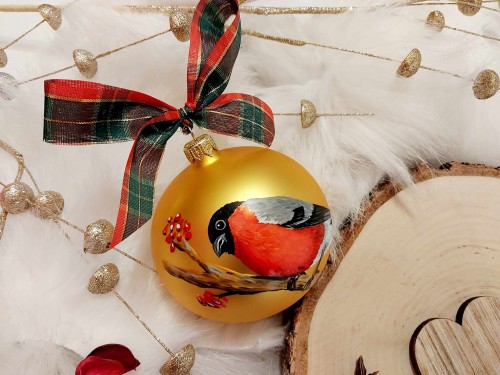 Wyjątkowa bombka choinkowa ręcznie malowana Ptak Gil