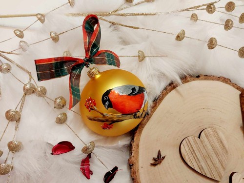 Wyjątkowa bombka choinkowa ręcznie malowana Ptak Gil