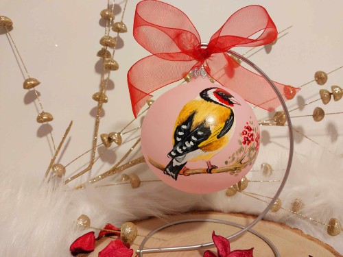 Wyjątkowa bombka choinkowa ręcznie malowana Ptak Szczygieł