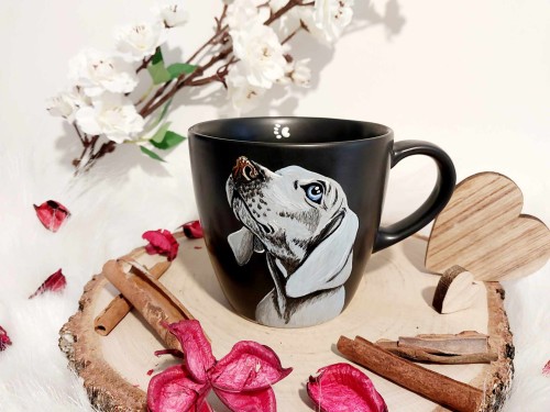 Kubek ręcznie malowany Wyżeł weimarski