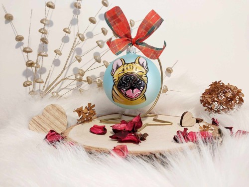 Wyjątkowa bombka choinkowa ręcznie malowana Buldożek francuski