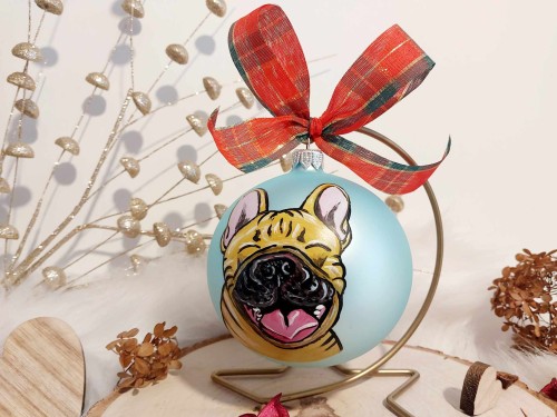 Wyjątkowa bombka choinkowa ręcznie malowana Buldożek francuski
