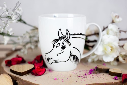 Wyjątkowy, ręcznie malowany kubek Koń Arab