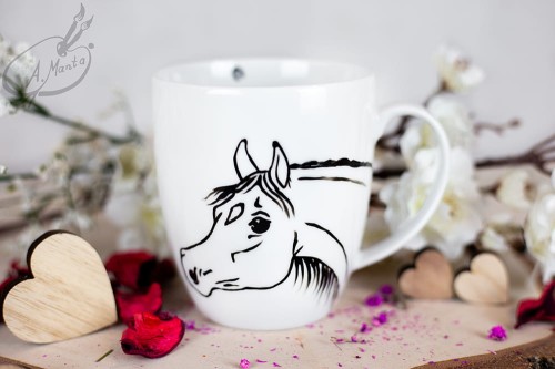 Wyjątkowy, ręcznie malowany kubek Koń Arab