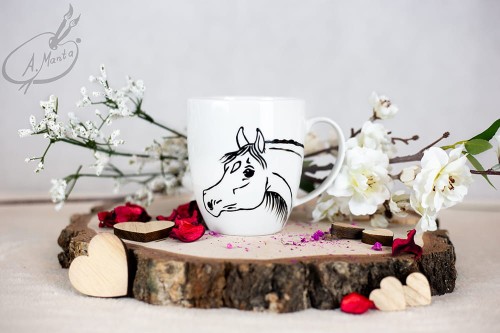 Wyjątkowy, ręcznie malowany kubek Koń Arab