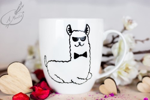 Wyjątkowy, ręcznie malowany kubek Lama Ciacho