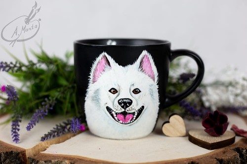 Wyjątkowy, ręcznie malowany kubek Samoyed.