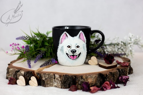Wyjątkowy, ręcznie malowany kubek Samoyed.