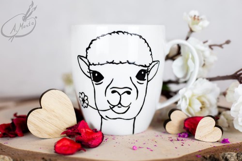 Wyjątkowy, ręcznie malowany kubek Alpaka.
