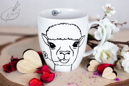 Wyjątkowy, ręcznie malowany kubek Alpaka.