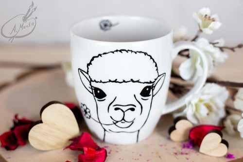 Wyjątkowy, ręcznie malowany kubek Alpaka.