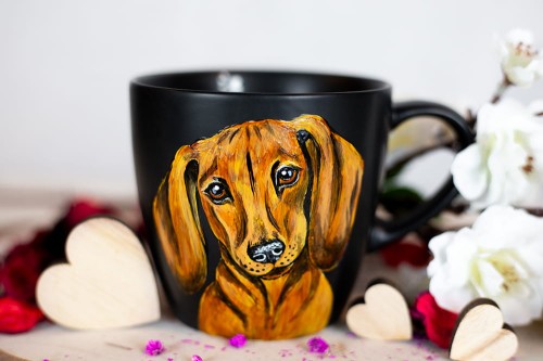 Kubek ręcznie malowany Pies rasy Jamnik  