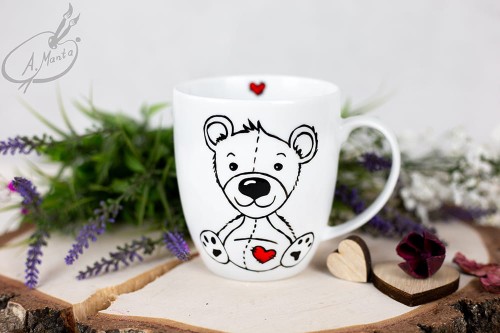 Wyjątkowy, ręcznie malowany kubek Pluszowy Miś.