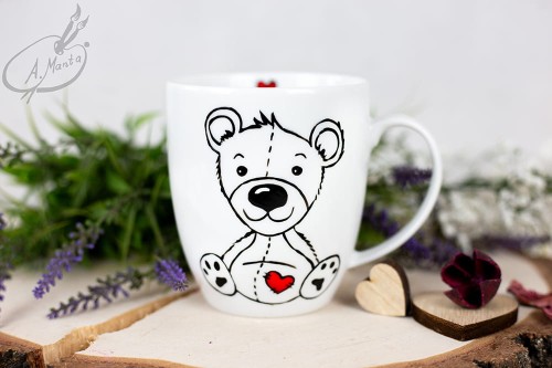 Wyjątkowy, ręcznie malowany kubek Pluszowy Miś.