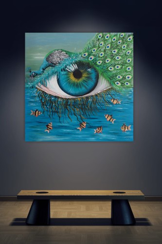 Obraz ręcznie malowany na płótnie Pawie oczko