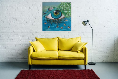 Obraz ręcznie malowany na płótnie Pawie oczko