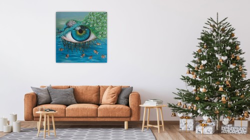 Obraz ręcznie malowany na płótnie Pawie oczko