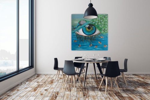 Obraz ręcznie malowany na płótnie Pawie oczko