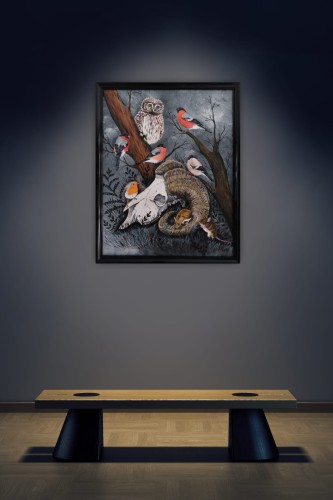 Obraz ręcznie malowany na płótnie Czaszka muflona