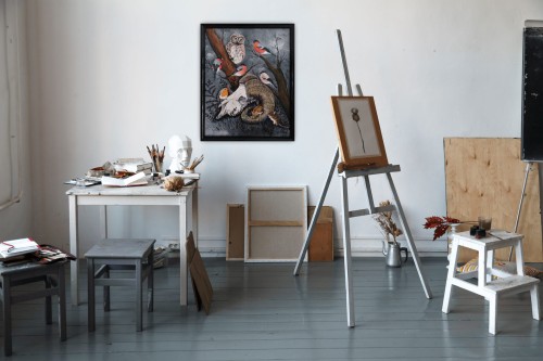 Obraz ręcznie malowany na płótnie Czaszka muflona