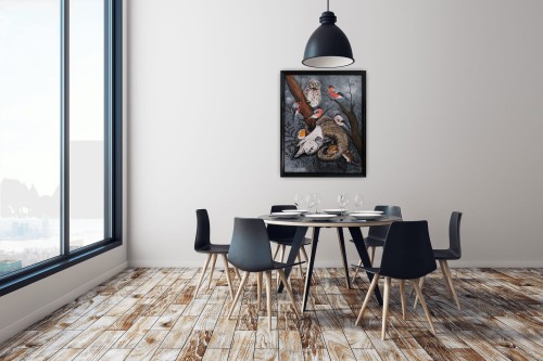 Obraz ręcznie malowany na płótnie Czaszka muflona