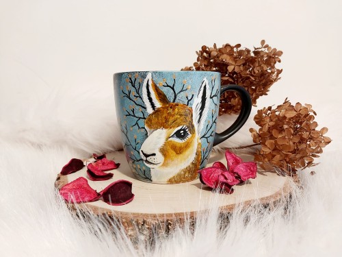 Wyjątkowy, ręcznie malowany kubek Lama 400 ml