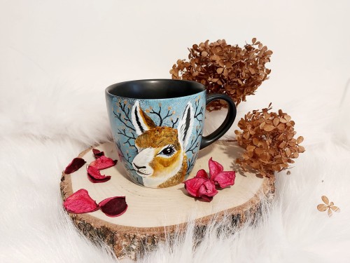 Wyjątkowy, ręcznie malowany kubek Lama 400 ml