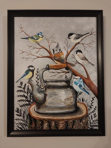 Obraz ręcznie malowany na płótnie Sikorki