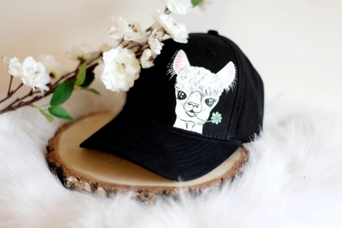 Wyjątkowa ręcznie malowana czapka z daszkiem Alpaka