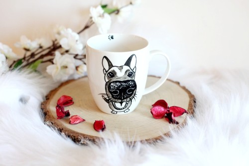 Wyjątkowy, ręcznie malowany kubek Owczarek niemiecki.