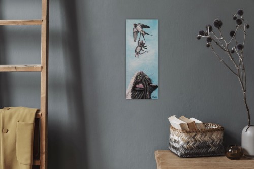 Obraz ręcznie malowany na płótnie Mysz i kotek