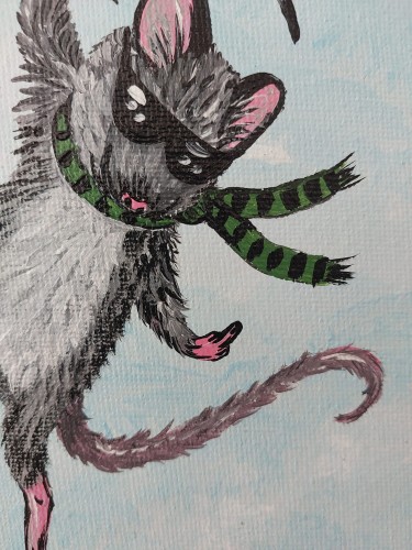 Obraz ręcznie malowany na płótnie Mysz i kotek