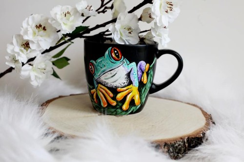 Kubek ręcznie malowany  Żaba