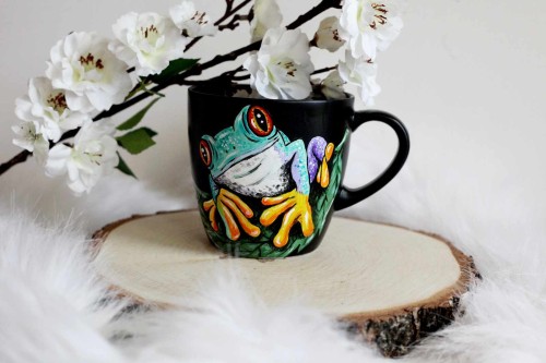 Kubek ręcznie malowany  Żaba
