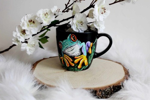 Kubek ręcznie malowany  Żaba